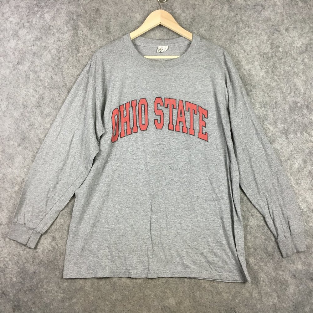 The Cotton Exchange Shirt XL Mens Ohio State Spellout Gray Long Sleeve Crew USA